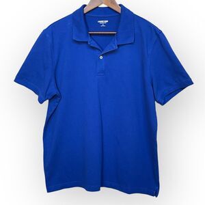 Lands' End Tailored‎ Fit Polo Shirt Men Size L Blue Stretch Cotton Short Sleeve